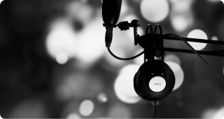 Young man listening to music with headphones